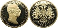 100 Koruna 1912 b.zn. - zlacený kov   "sběratelská kopie"