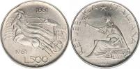 500 Lire 1961 R - Quadriga           KM 99    Ag 835  11