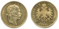 8 Florin = 20 Franken 1884 b.zn._tém..
