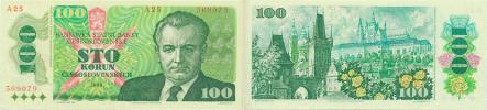100 Kčs 1989 - Gottwald   sér. A 25       Baj. 106; Hej. 110