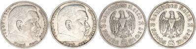 5 RM 1936 A - Hindenburg bez svastiky        2 ks