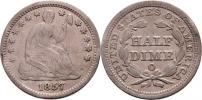 5 Cent 1857 O - sedící Liberty