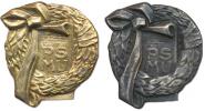 "P S M U" (Pěv.sdružení moravských učitelů) - zlatý a stříbrný čl enský odznak 27x31 mm spona 2 ks
