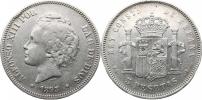 5 Pesetas 1893 PG-L           KM 700     Ag 900  25 g_dr. hr.