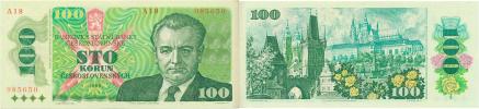 100 Kčs 1989 - Gottwald   sér. A 18       Baj. 106; Hej. 110
