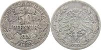 50 Pfennig 1877 C - 2. typ (orel ve věnci)    KM 8    Ag 900  2