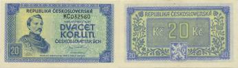 20 Kčs b.l. (1945) sér. KC       Baj. 72     neperf.