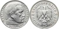 5 RM 1936 F - Hindenburg bez svastiky     "R"