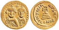 Solidus 4,41 g, Heraclius a Heradius Constantin, kříž na 3 stupních, CONOB, Sear 743