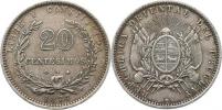 20 Centesimos 1877 A         KM 15   Ag 900  5 g