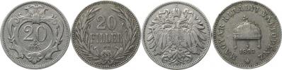 20 Fillér 1893 KB; +20 hal. 1894 b.zn.       2 ks