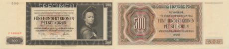 500 K  1942  sér. J     I. vydání    Baj. 35   SPECIMEN