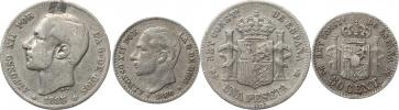 1 Peseta 1885 MS-M          KM 686   Ag 835  5 g    "R"  stopa