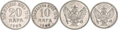 10 Para 1906 + 20 Para 1906 "R" 2 ks