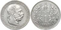 1 Koruna 1907 b.zn.      "RR"_tém.