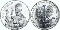 10 000 Zlotych 1987 - papež Jan Pawel II.      Parchimowicz 364a;