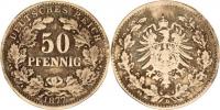 50 Pfennig 1877 D - 2.typ (orel ve věnci) KM 8 "RR"