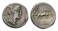 C. Claudius Pulcher.  Denarius circa 110 or 109