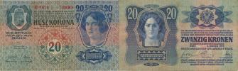 20 Kronen 2.1. 1913 sér. 2263 Pick 13_tém.