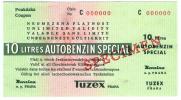 Poukázka Tuzex (10 l benzínu Special) SPECIMEN