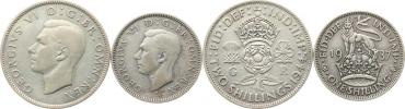 2 Shilling 1944 KG; +1 Shilling 1937    oba Ag 500