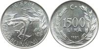 1 500 Lira 1981 - F.A.O.        KM 947     "R"    Ag 925  16