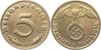 5 Rpf. 1936 D - svastika          KM 91      "R"
