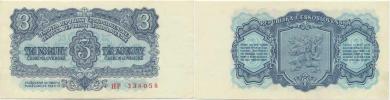 3 Kčs 1953 sér. HP - 3 mm číslovač        Baj. 87b; Hej. 90 b2