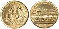 Bronzová zlacená medaile 1744 na osvobození Prahy od Prusů