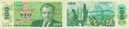 100 Kčs 1989 - Gottwald   sér. A 02       Baj. 106; Hej. 110
