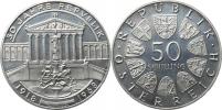 50 Schilling 1968 - 50. výročí republiky         KM 2904     Ag 9