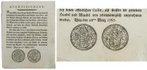 Marie Terezie - cirkulář z 28.3.1767 o rozhodnutí ražby nových