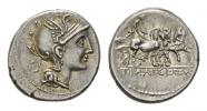 T. Mal. And Ap. Cl.  Denarius circa 111-110