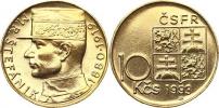 10 Kčs 1993 - Štefanik  "pozlacený bronz-nikl"  vydala Muzejní ga