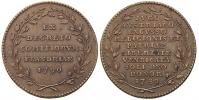 Medaile na prohlášení nezávislosti Flander 1790. Ve věnci nápis / ve věnci desetiřádkový nápis s let. 1789. Měď 33 mm