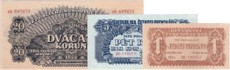 Československo 1944 - 1945, 1, 5, 20 Koruna 1944