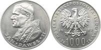 1 000 Zlotych 1983 MW - papež Jan Pawel II.     Y. 144   Ag 625