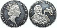 5 Dollars 1992 - Johann Sebastian Bach       KM 150    Ag 500  10