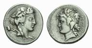 L. Cassius Q.f. Longinus.  Denarius circa 78