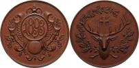 Lovecká medaile 1893 - jelen svatého Huberta a dubové