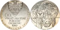 60. výročí založení pobočky ČNS v Olomouci 1989 / Denár Oty Sličného sign.: DOLEŽAL-GRMELA Ag 900 60 mm 107