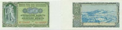 50 Kčs 1953  sér. HK    neperf.   Baj. 91b;  Hejz. 94 b1_tém.