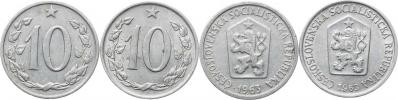 10 hal. 1963 - obě varianty (s a bez teček)