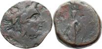 AE 25;  A: Hlava boha Serapis zprava / stojící Isis drží žezlo