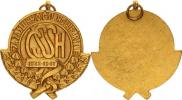Medaile "ČSSH 1922-1947" - Za zásluhy o čsl. holubářství zlac. bronz 37x40 mm původ. ouško +kroužek