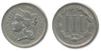3 (III) Cent 1868 - hlava Liberty (Ni)