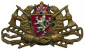 Čepicový odznak: I. Republika -Štít se lvem převýšený královskou