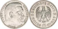 5 RM 1936 J - Hindenburg bez svastiky     "R"