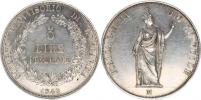 5 Lire 1848 M - krátké konce ratolestí věnce nad letopočtem