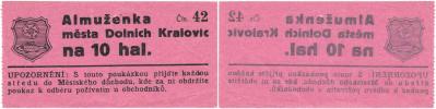 Dolní Kralovice - 10 Haléřů b.l. - čísl.42